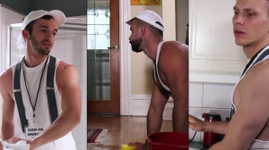 TheGayOffice - Athletic hairy european blond hair Teddy Torres rimming