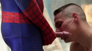 DrillMyHole: Twink Takes Massive Facial From Spidey In Gay Parody Series