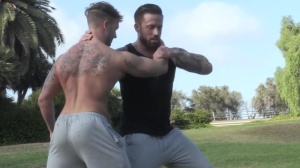 BROMO: Handjob with muscled Jake Ashford among Jordan Levine