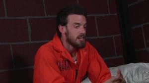 Bromo US: Athletic tattooed american young twink Zane Anders bareback throat fucking in the prison
