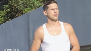 BROMO.com: Roman Todd touches uncut cock