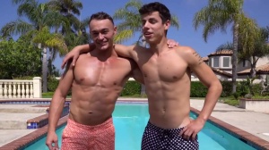 Sean Cody - Muscle american young twink Kaleb Stryker and inked Jayce bareback spanking in the pool