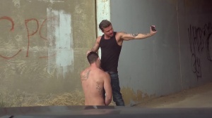 Reality Dudes: Wild tattooed american twink boy Blake Ryder bareback doggy fucking in car