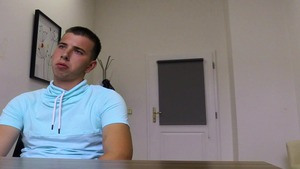 DirtyScout: Muscled amateur really likes fantasy gagging in office