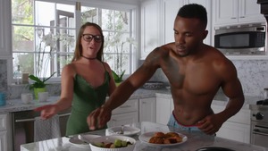 Bromo US - American 18 yr old Phoenix Fellington bareback interracial fucking in the kitchen