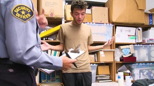 Young Perps: Kai Falco among Mike Maverick in a shop