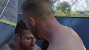 Falcon Studios: Horny Hiker Watches Naked Camper Stroke Uncut Cock