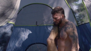 Falcon Studios: Horny Hiker Watches Naked Camper Stroke Uncut Cock