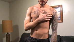 DaddySexFiles.com: Christopher's Massive Uncut Cock Jerks Off on the Sofa