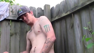 StraightNakedThugs.com: Jerked Off in the Backyard
