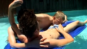 UndieTwinks.com - Double Gay Blowjob in The Pool