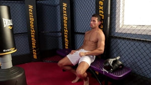 Athletic Latino stunner massaging his man-meat with no shame