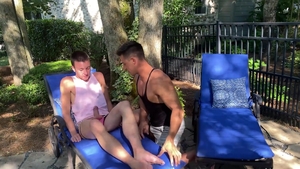 Really slim hottie happily puts that cock in the beefcake’s mouth