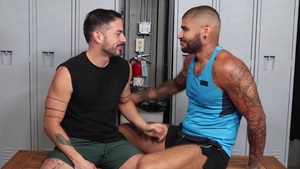 Latin dude with a nice cock is having fun in the locker room