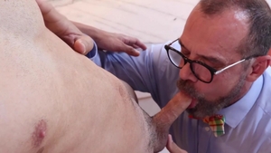 Dude with a pretty face enjoys hairy cock in his slutty mouth