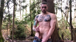 ChaosMen: Muscle Jock Jake Strokes His Uncut Cock Outdoors