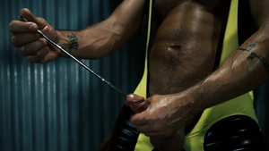 FetishMen: Singlet Dominic Pacifico Playing with Metal Rod