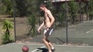 AndysAussieBoys - Naked Aussie Amateur Playing Basketball