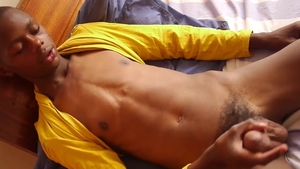 80 Gays: Skinny Black Man Jerks Off