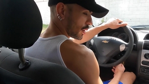 DickRides: Hot Latino Twink Sucking Cock in The Car
