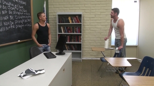Men: Eager Teen Gets Face Fucked by Lucky Tattooed Janitor