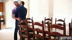 Bareback That Hole: Cum-Encrusted Tabletop Threeway